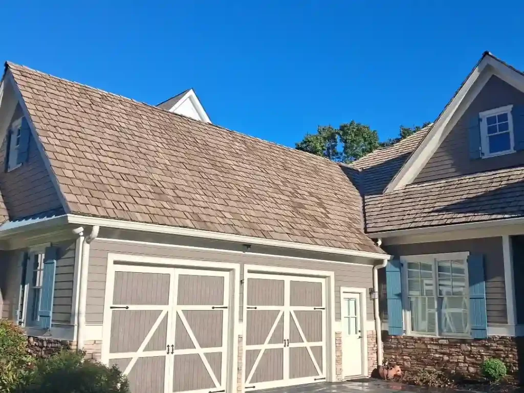 Completed cedar shake roof restoration on Blue Heron Bluff in Dawsonville Georgia